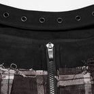 PUNK RAVE Women's Punk Studded Buckle Strap Plaid Pleated Skirt