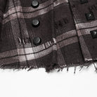 PUNK RAVE Women's Punk Studded Buckle Strap Plaid Pleated Skirt