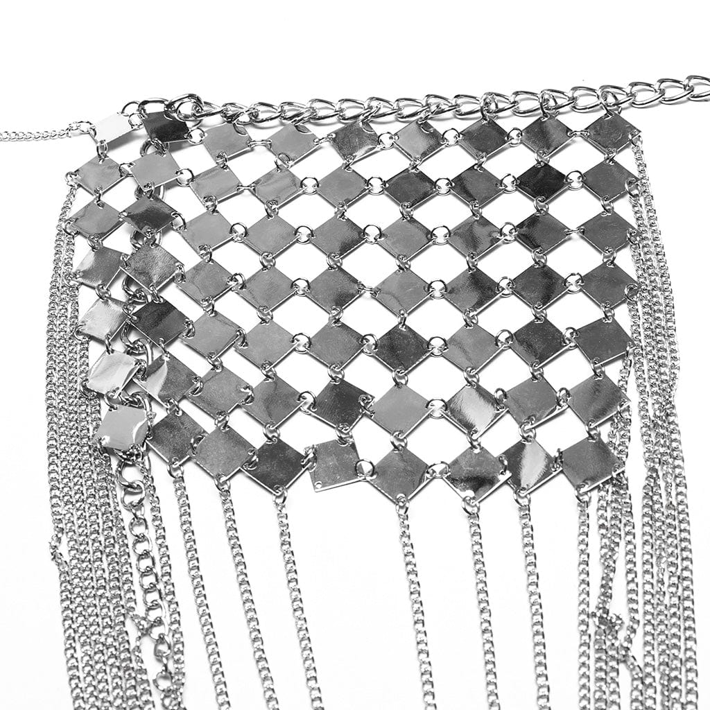 PUNK RAVE Women's Punk Studded Chain Faux Leather Harness