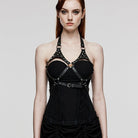 PUNK RAVE Women's Punk Studded Crossed Body Harness
