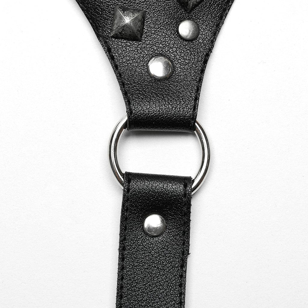 PUNK RAVE Women's Punk Studded Crossed Body Harness