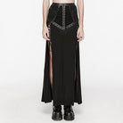 PUNK RAVE Women's Punk Studded Lace-up Fishtail Skirt Black