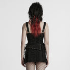 PUNK RAVE Women's Punk Studded Ripped Lace-up Tank Top