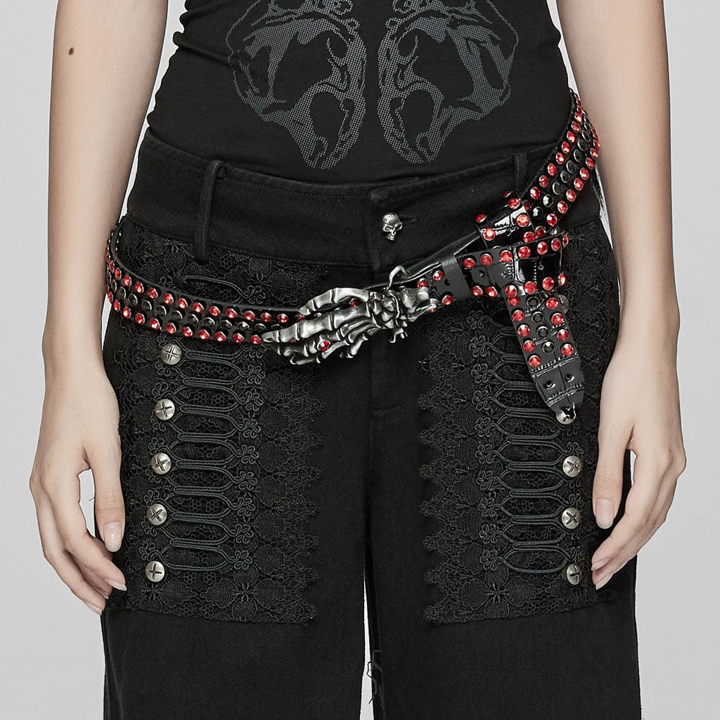 PUNK RAVE Women's Punk Studded Skeleton Belt