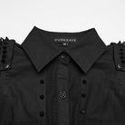 PUNK RAVE Women's Punk Studded Tassels Turn-down Collar Shirt
