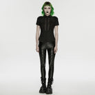 PUNK RAVE Women's Punk Studded Tassels Turn-down Collar Shirt