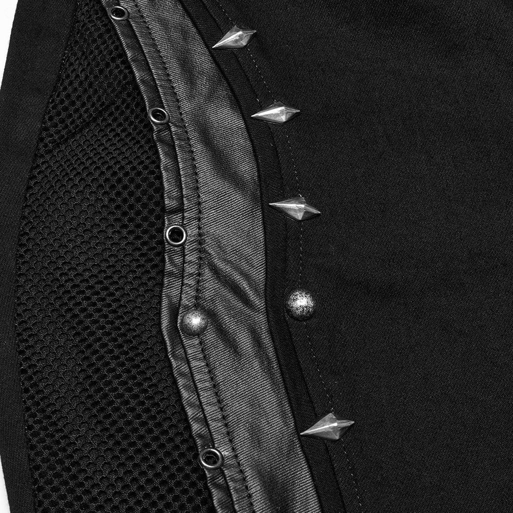 PUNK RAVE Women's Punk Studded Unedged Flared Pants