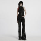 PUNK RAVE Women's Punk Studded Unedged Flared Pants