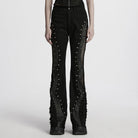 PUNK RAVE Women's Punk Studded Unedged Flared Pants