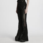 PUNK RAVE Women's Punk Studded Unedged Flared Pants