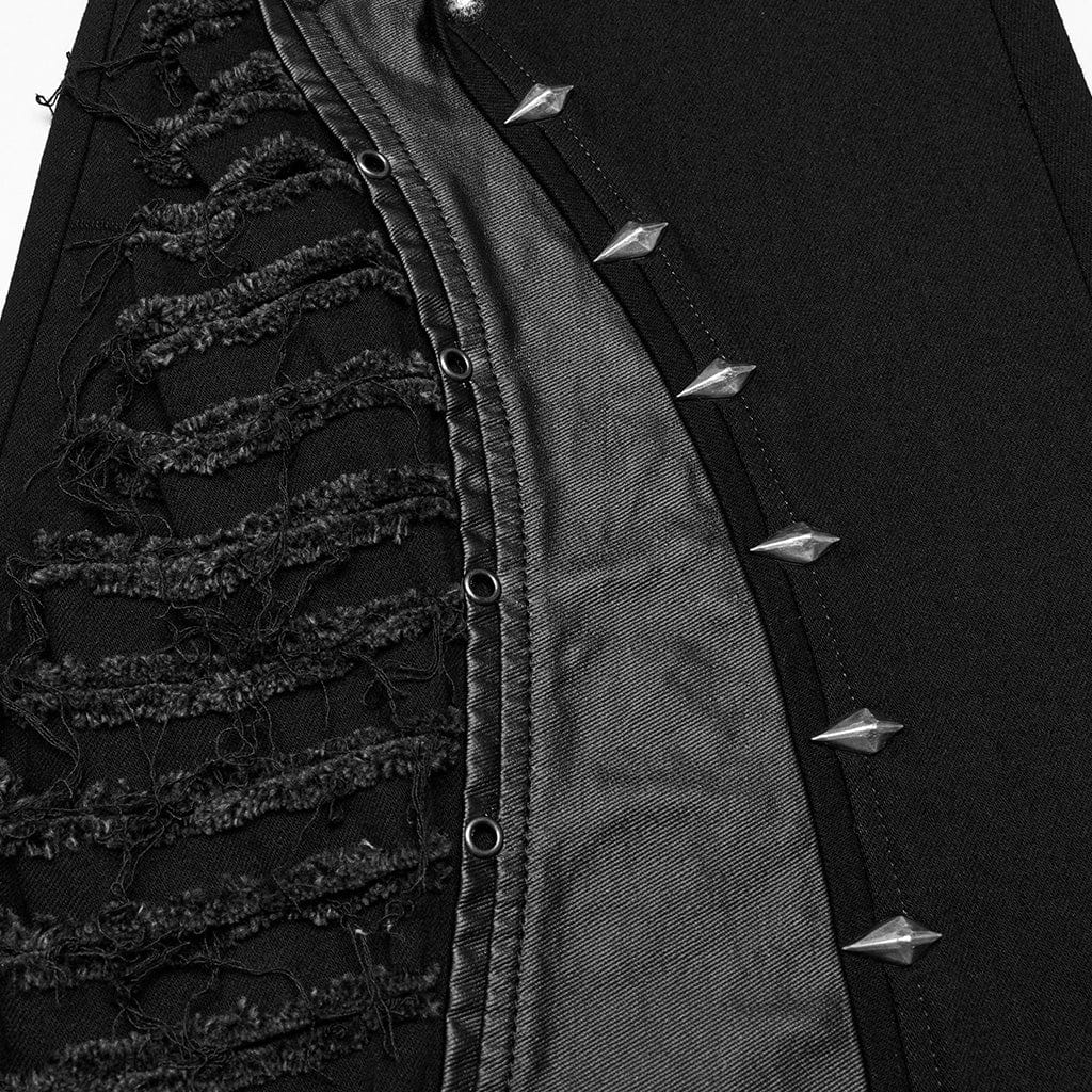 PUNK RAVE Women's Punk Studded Unedged Flared Pants
