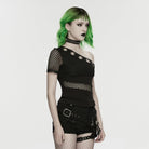 PUNK RAVE Women's Punk Tattered Shorts with detachable Leg bag