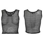 PUNK RAVE Women's Punk Tie-dyed Mesh Tank Top Black