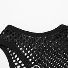 PUNK RAVE Women's Punk Tie-dyed Mesh Tank Top Black