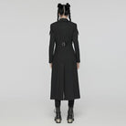 PUNK RAVE Women's Punk Turn Down Collar Metal Chains Long Coat