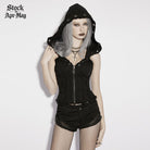 PUNK RAVE Women's Punk Unedged Zip Vest with Detachable Hood
