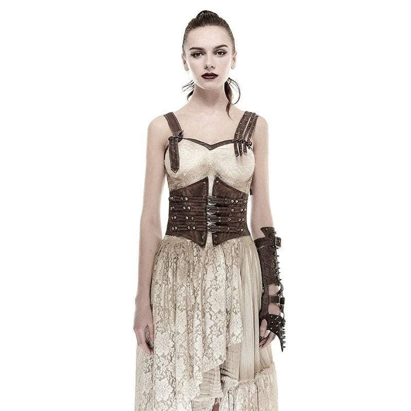 PUNK RAVE Women's Steampunk Buckles Lace Up Underbust Corsets