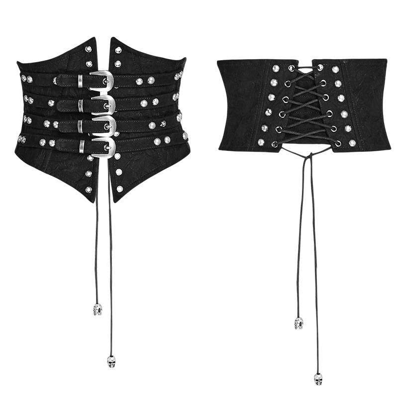 PUNK RAVE Women's Steampunk Buckles Lace Up Underbust Corsets