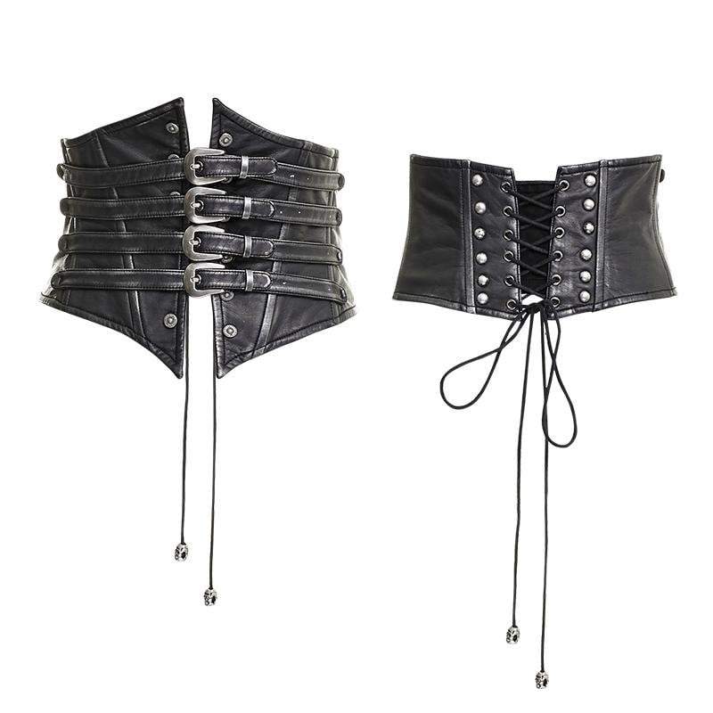 PUNK RAVE Women's Steampunk Buckles Lace Up Underbust Corsets