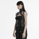 PUNK RAVE Women's Steampunk Domineering High Collar Rivets Lace Up Corsets