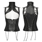 PUNK RAVE Women's Steampunk Domineering High Collar Rivets Lace Up Corsets
