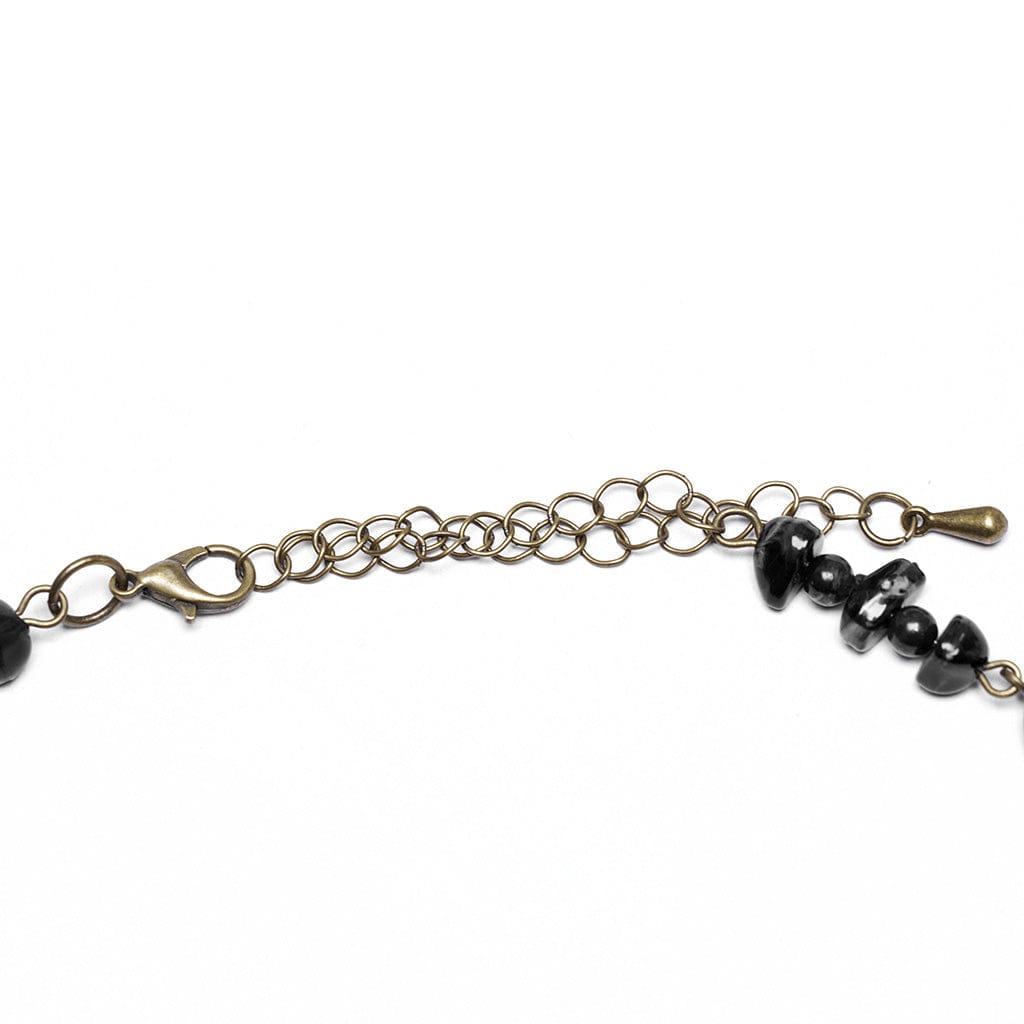 PUNK RAVE Women's Steampunk Irregular Beaded Butterfly Necklace Black