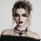 PUNK RAVE Women's Steampunk Irregular Beaded Cross Necklace Black