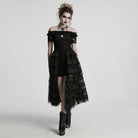 PUNK RAVE Women's Steampunk Irregular Beaded Cross Necklace Black