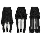 PUNK RAVE Women's Steampunk Lace Hem Drawstring Skirt Black