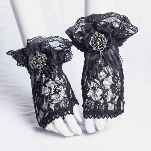 RNG Women's Gothic Bowknot Half-finger Lace Gloves