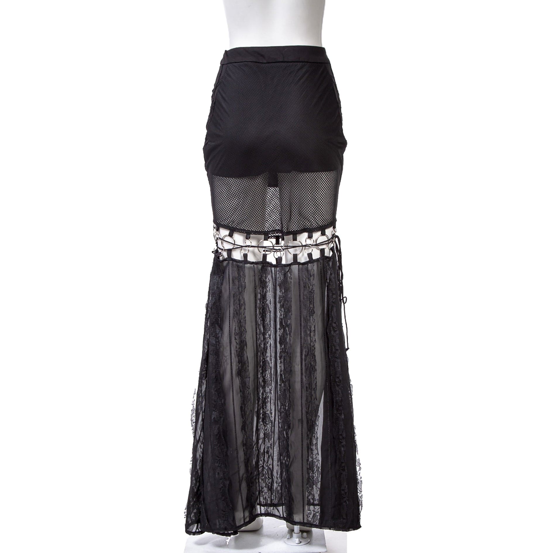 RNG Women's Gothic Cutout Splice Long Skirt