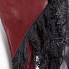 RNG Women's Gothic Flared Sleeved Distressed Faux Leather Jacket Red