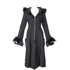 RNG Women's Gothic Flared Sleeved Faux Fur Splice Coat with Hood