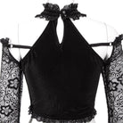 RNG Women's Gothic Halterneck  Lace Long Sleeved Crop Top
