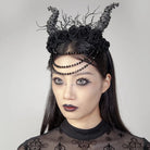 RNG Women's Gothic Horned Beaded Rose Headwear