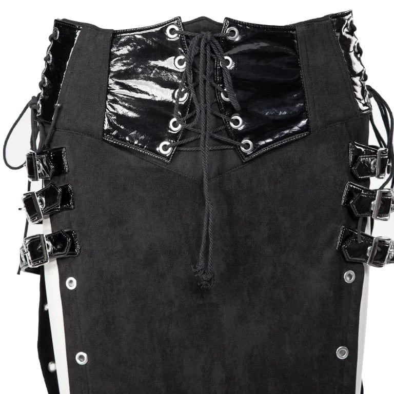 RNG Women's Gothic Lace-up Buckles Side Slit Skirt