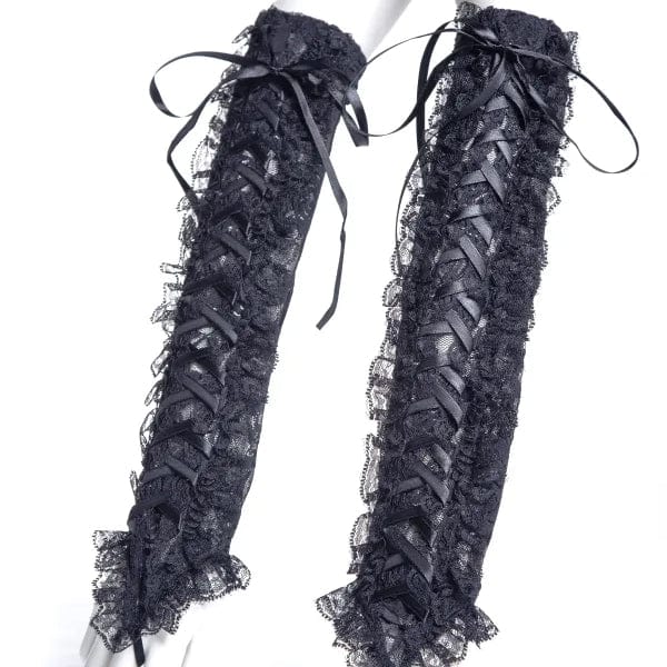 RNG Women's Gothic Lace-up Ruffled Lace Arm Sleeves