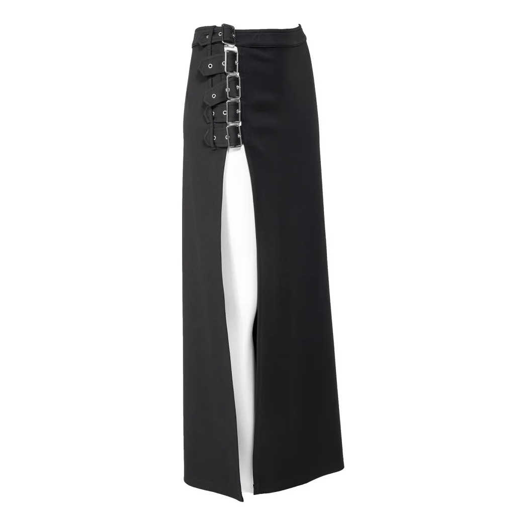 RNG Women's Gothic Multi-buckle Split Skirt