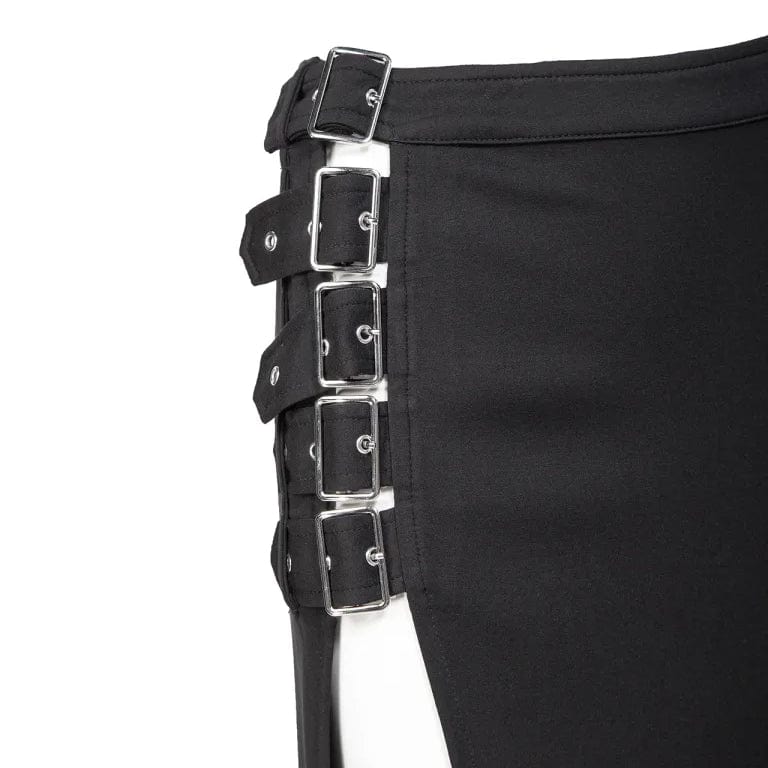 RNG Women's Gothic Multi-buckle Split Skirt