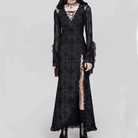 RNG Women's Gothic Plunging Flared Sleeved Split Dress with Hood