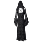 RNG Women's Gothic Plunging Flared Sleeved Split Dress with Hood