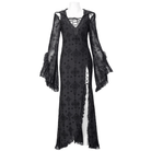 RNG Women's Gothic Plunging Flared Sleeved Split Dress with Hood