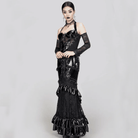RNG Women's Gothic Plunging Lace Splice Halterneck Vest