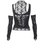 RNG Women's Gothic Rippes Mesh Splice Tank Top with Oversleeves