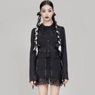 RNG Women's Gothic Ruffled Lace Splice Lace-up Skirt