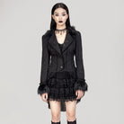 RNG Women's Gothic Ruffled Lace Splice Swallow-tailed Coat