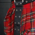 RNG Women's Grunge Eyelet Buckled Plaid Pleated Skirt Red