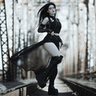 RNG Women's Grunge Ripped Straps Splice Bustier