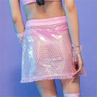 RNG Women's Grunge Sheer  Lace-trimmed Short Skirt