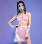 RNG Women's Grunge Sheer  Lace-trimmed Short Skirt